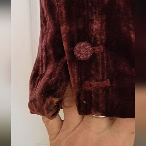 #077 Semantiks - Burgundy Maroon-colored Velour Blazer - Picture 2 of 6